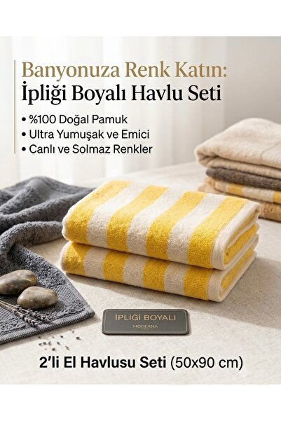 LOVEHOME 2li 50x90 İpliği Boyalı El Havlusu