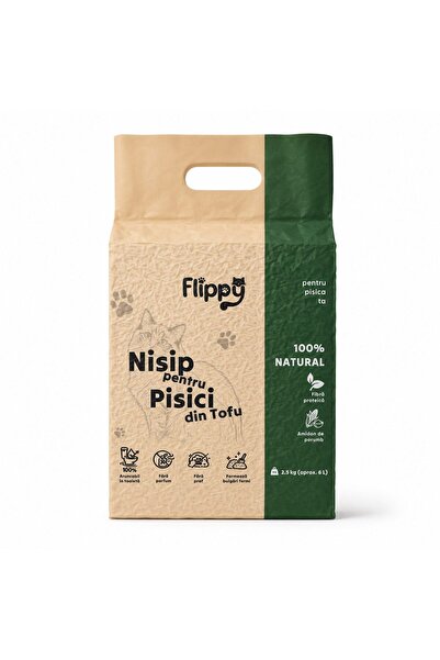 Flippy Nisip pentru Pisici din Tofu, Flippy, 100% , Fara Parfum si Fara Praf,...