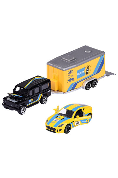 Majorette Set Masinuta Land Rover Defender 110, Jaguar F-Type cu remorca - 1/64