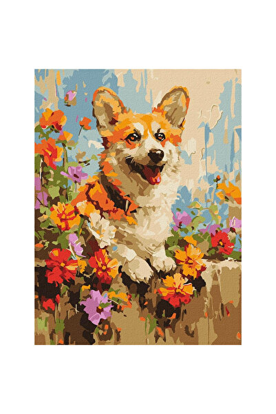 ideyka Ideyka Pictură pe numere "Corgi în flori" 30x40 cm