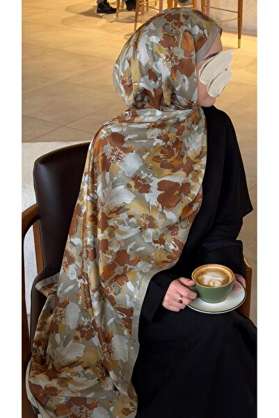 Qalortex Scarf Cotton Garden Pattern Shawl-Mold Green
