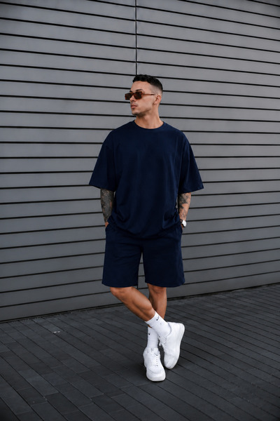 BayBayan Men's Short Sleeve Flexible Summer Shorts Set
