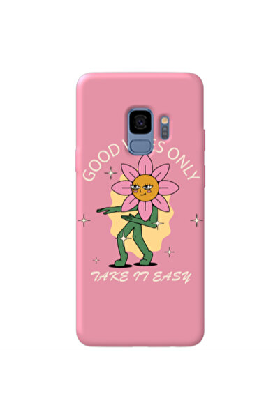 Other Samsung S9 Plus Good Vibes Only Pink Colored Silicone TPU Θήκη