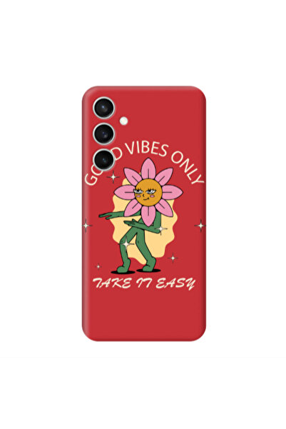 Other Samsung S24 Plus Good Vibes Only Red Colored Silicone TPU Θήκη
