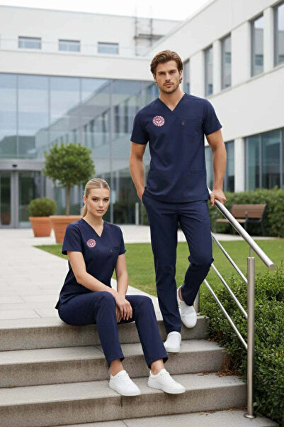 Lacivert Hemşire Forması Likralı Scrubs Takım (Yeni Yönetmeliğe Uygun - Patriot Blue)