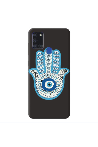 Other Samsung A21S Evil eye bead in hand Black Colored Silicone TPU Θήκη