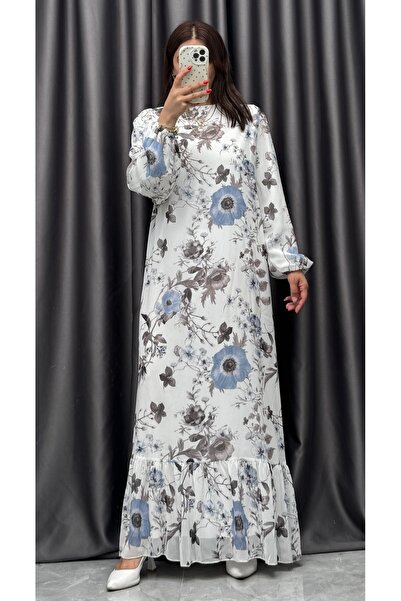 NİSUM MODA Floral Chiffon Dress