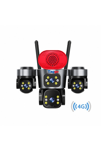 Taggo Cameră de supraveghere cu 4 lentile, 16MP, Conexiune 4G, Control prin a...