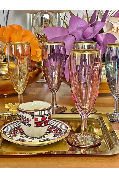 P&ORA PREMIUM KITCHEN PRODUCTS 6-Person 6-Color Gilded Coffee and Water Soft ...