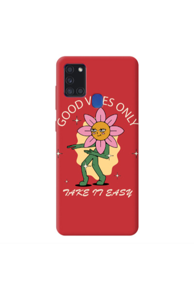 Other Samsung A21S Good Vibes Only Red Colored Silicone TPU Θήκη