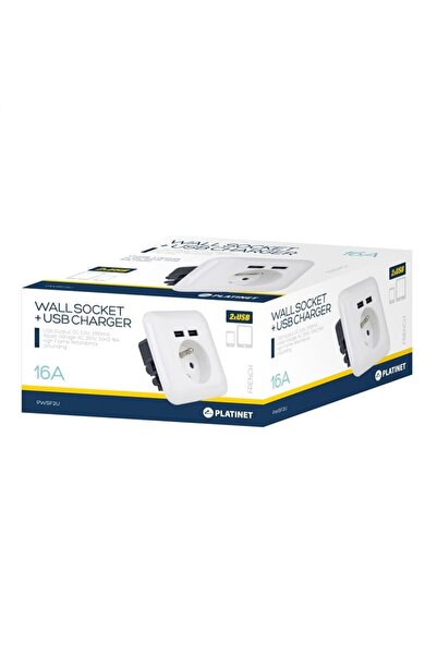 MC Micostore Priza de perete Platinet French, cu 2x USB, incarcare rapida, im...