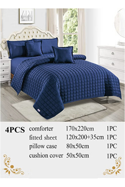 Moon Elegant Plaid Quilted Plain Bedspread - 4 Pieces - 170X220Cm Duvet - 120...