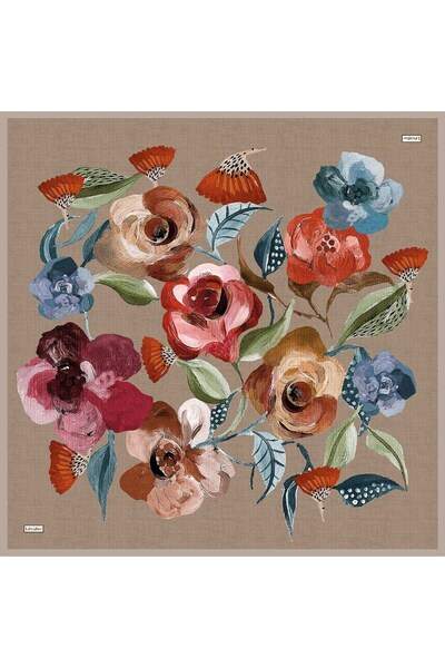 Levidor Mink Mixed Floral Pattern Sura Silk Scarf
