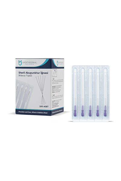 UKER Steril Akupunktur İğnesi 0.25 X 13 mm - Klavuz Tüplü - 100’lü Paket