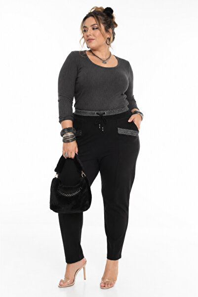 ZANESSİ FASHION Elastic High Waist Lycra Winter Women's Mom Cut Women's Trousers