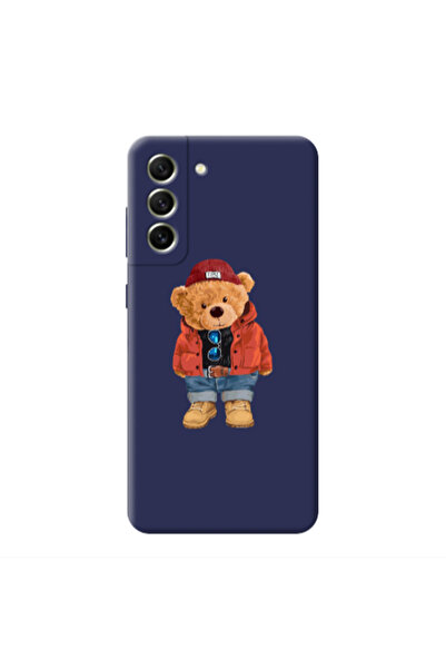 Other Samsung S21 FE Bear in a hat Dark blue Colored Silicone TPU Θήκη