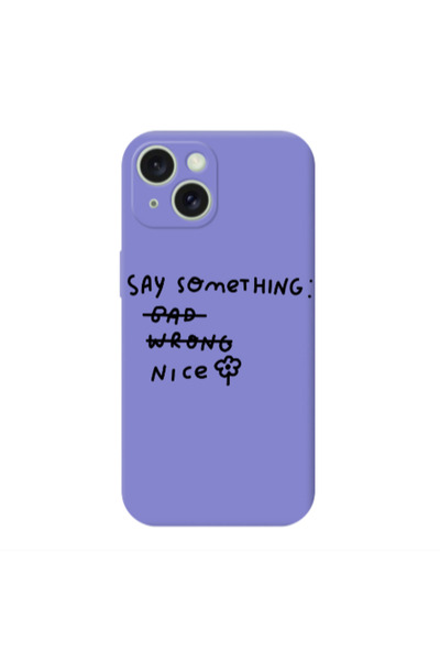 Other Apple iPhone 15 Plus Say Something Purple Colored Silicone TPU Θήκη