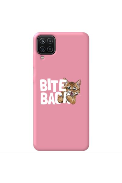 Other Samsung A12 bitte back cat Pink Colored Silicone TPU Θήκη