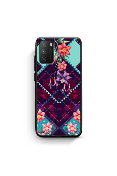 Other Xiaomi Poco M3 Checkered flowers Black Glossy Θήκη