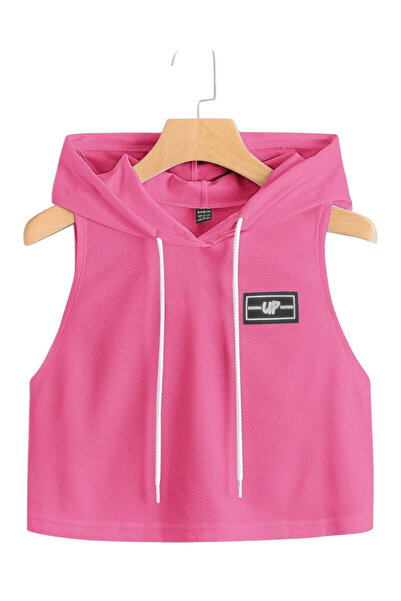 OEM Top scurt, cu gluga si snur, roz, M