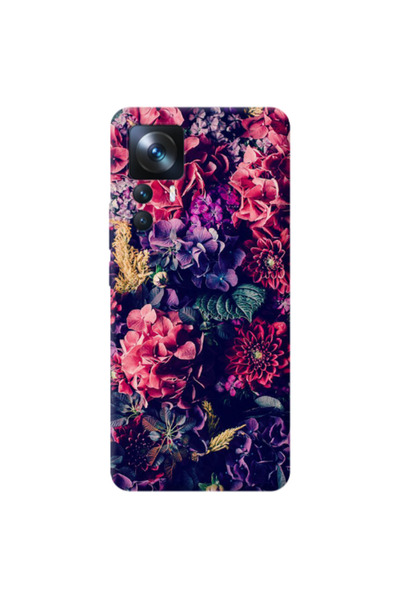 Other Xiaomi Mi 12T Purple and pink flowers Transparent Silicone TPU Θήκη