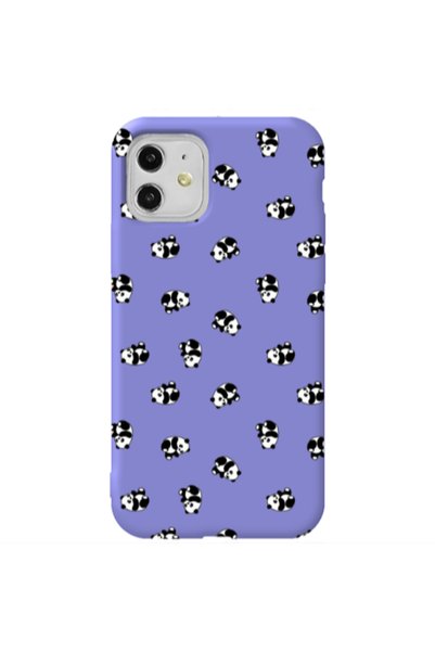 Other Apple iPhone 11 Small Pandas Purple Colored Silicone TPU Θήκη