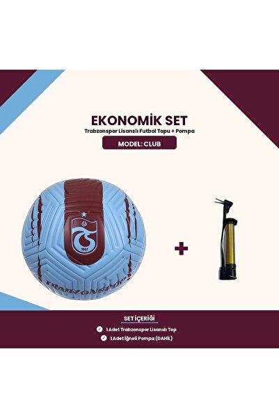 Trabzonspor Lisanslı Club 5 Numara Futbol Topu + Pompa - Ekonomik Set