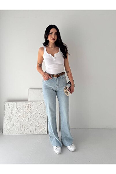 Jöns Butik Women's High Waist Wide Leg Jean Pants – Comfortable Fit Denim