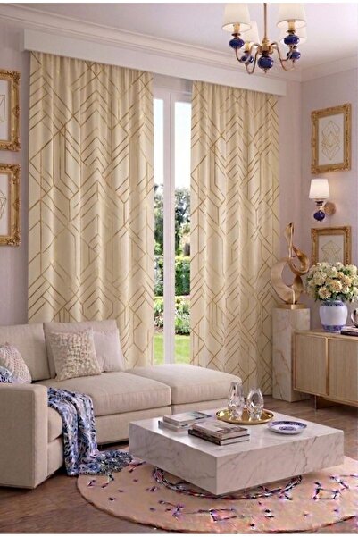 EFSANE PET Modern Vintage Patterned Background Curtain 100 X 250 cm 1 Panel D...
