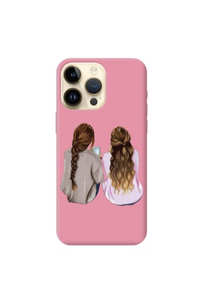 Other Apple iPhone 13 Pro Max Friends Pink Colored Silicone TPU Θήκη