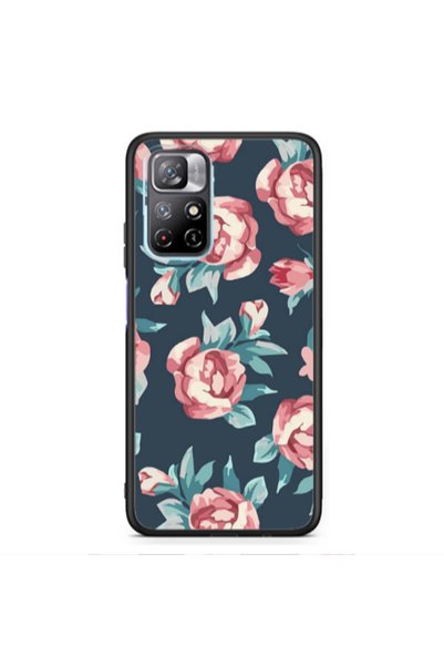 Other Xiaomi Poco M4 Pro 5G Purple roses Black Glossy Θήκη