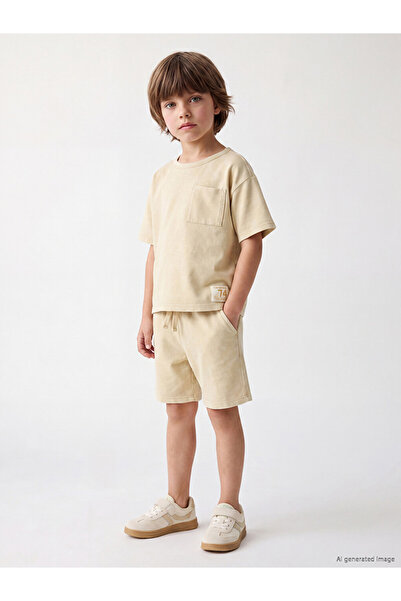 LC Waikiki Lcw Kids Yellow Printed Boys' T-Shirt and Shorts Set
