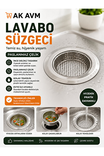 Ak Avm Lavabo Süzgeci Paslanmaz Çelik Evye Gider Süzgeci Mutfak Banyo Lavabo ...