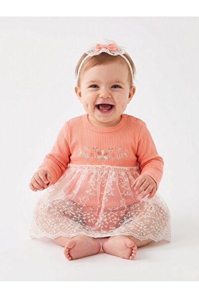 Kids Kingdom Cotton Floral Embroidered Lace 2-Piece Baby Girl Dress
