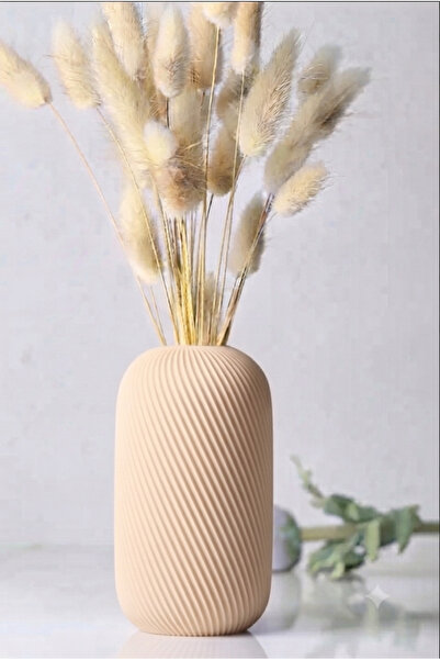 TREDO Minimalist 3D Baskı Dekoratif Vazo - Modern Çizgili Tasarım - İnce Yapı...