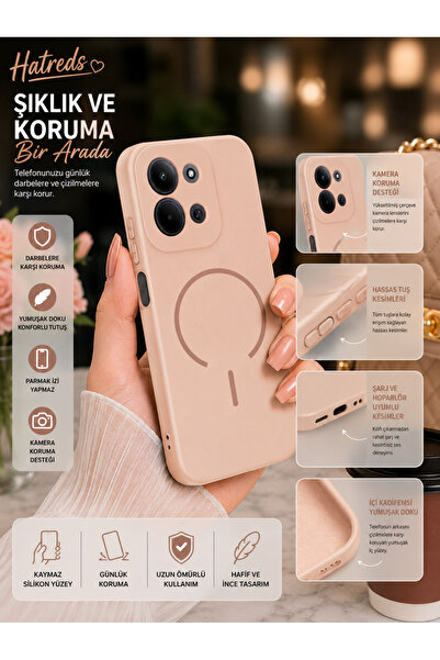 Hatreds Redmi 15C Uyumlu Magsafe Uyumlu İçi Kadife Lansman Silikon Kılıf Kame...