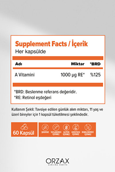 Ocean A Vitamini 1000 µg & Zeytinyağ 60 Kapsül