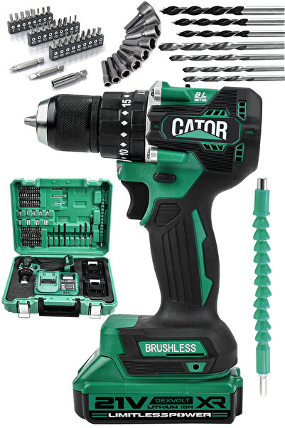 CATOR 21V Çift Akü Kömürsüz Motor Çelik Mandren Darbeli Şarjlı Matkap Akülü V...