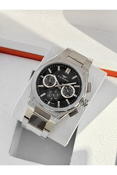 FERRO Silver Steel Cord Men's Wristwatch Fm11587Awt-A2 Functions Active 3 Atm...