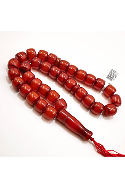 Generic Pakistani Faturan Rosary 33 Beads 10x12mm Deep Red Barrel Prayer Bead...