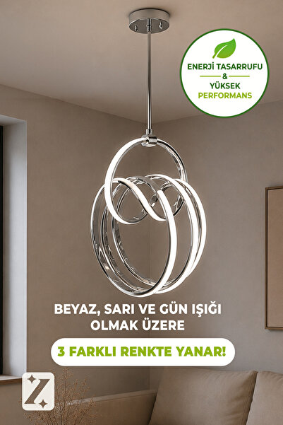 Zeda Teknoloji Büyük İmza LED Avize - Led Avize 3 Renk Yanar