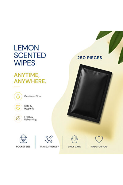 Varaq International Varaq Lemon Scented Wipes, 250 Individually Wrapped Sachets – Restaurant-Style Refreshing Wipes for Home Cafe's, Restaurants, Catering & Hospitality, Size: 6x8cm