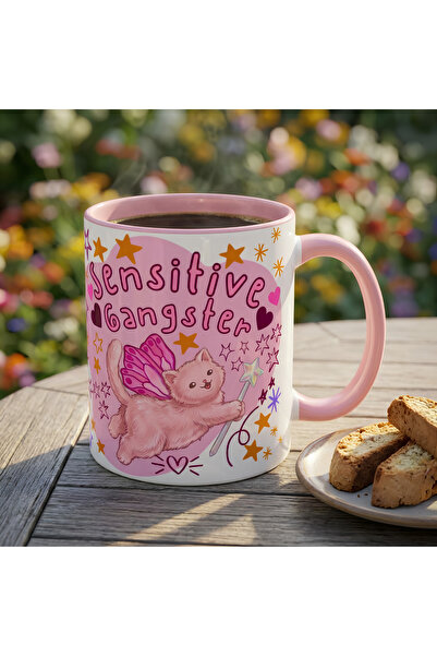 Mood Maker Design Sensitive Gangster Retro Tasarım Hediyelik Kupa - Kedi Seve...