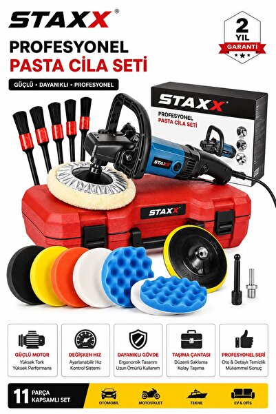 STAXX POWER 1400W Pasta Cila Polisaj Makinesi 180 mm Devir Ayarlı Bakır Sargı...