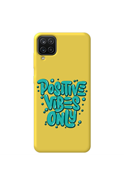 Other Samsung A12 Positive Vibes Only Yellow Colored Silicone TPU Θήκη