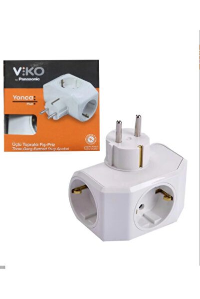 VİKO Yonca Plus Beyaz Üçlü Topraklı Priz