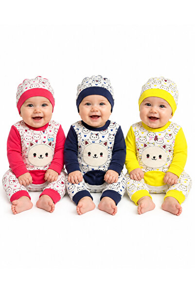 MADE Cat Printed Baby Bodysuit with Hat, 6 Month Size