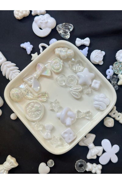 Bijumix Aksesuar Bijumix 40 Adet Karma Figürlü Beyaz Şeffaf Akrilik Plastik B...