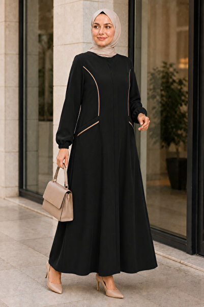 CANPOLATLAR TEKSTİL Canpolat 49507-26 Women's Ayrobin Ferace with Hidden Fron...