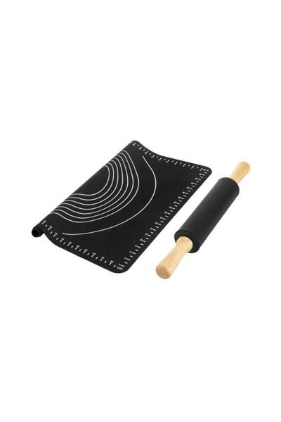 Empressco Smoked 2-Piece Silicone Dough Rolling Mat and Rolling Pin Set, Flex...